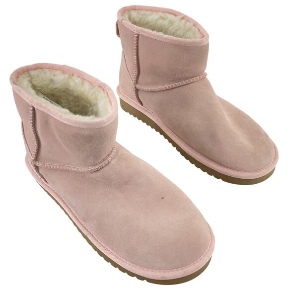 Ugg Baby Pink Suede Leather Fur-Lined Shearling Boots Women Size 8 Preowned - Picture 1 of 8